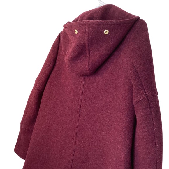 J.Crew Women Stadium Cloth Wool Parka Nello Gori Burgundy Hooded Coat Size 6 EUC - Picture 7 of 12